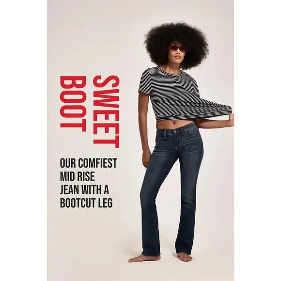 Lucky Brand Women Size 4/27 Regular Sweet Boot Mid-Rise Blue Jeans Dark Blue - Picture 8 of 9